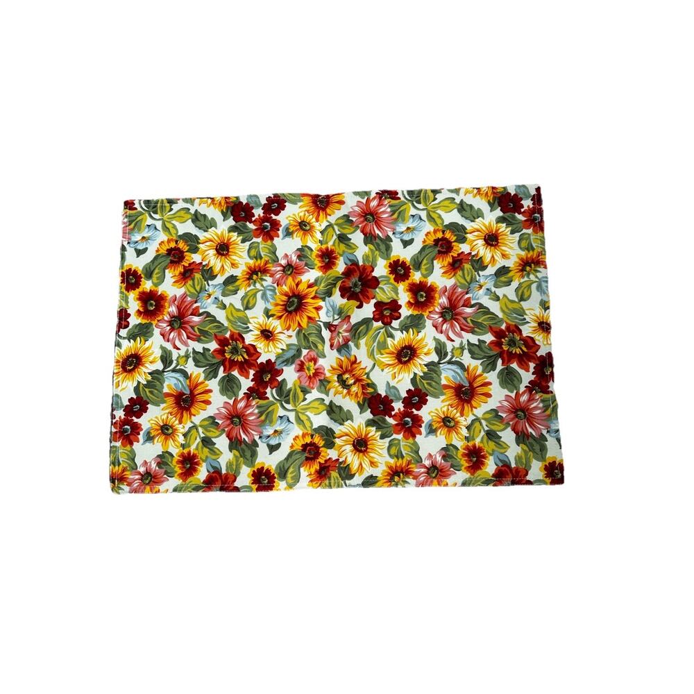 Vintage Longaberger Sunflower Reversible Place Mats Fabric Accessories Set of 4